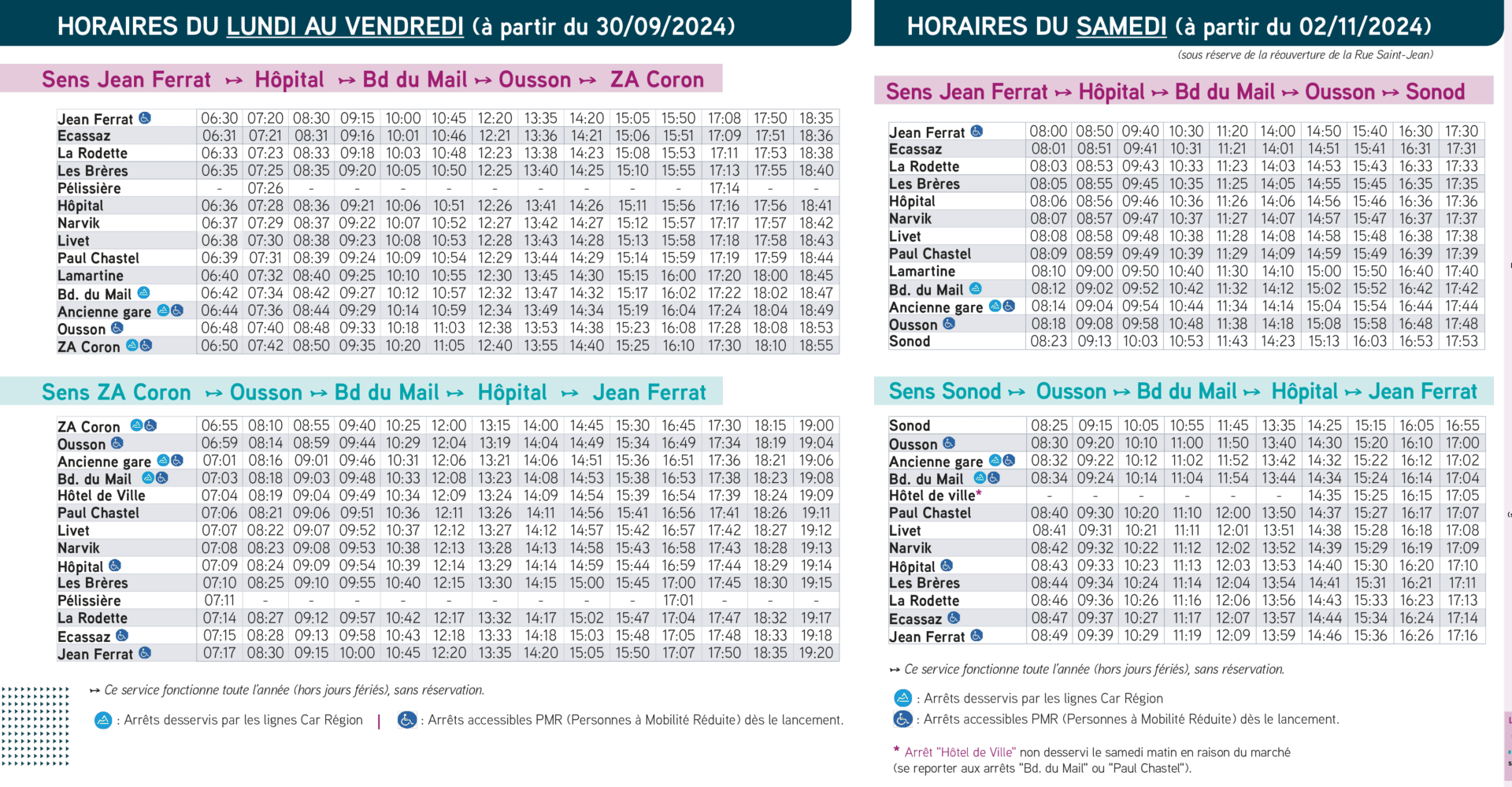 image : horaires de la navette